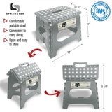 Awesome Folding Step Stool - 11" - Super Strong Sturdy Enough to Hold 300 Lb - Lightweight Foldable Step Stool for Adults and Kids - Opens with one Flip - Great for Kitchen, Bathroom and Bedroom | Light Grey