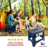 Awesome Folding Step Stool - 11" - Super Strong Sturdy Enough to Hold 300 Lb - Lightweight Foldable Step Stool for Adults and Kids - Opens with one Flip - Great for Kitchen, Bathroom and Bedroom | Blue