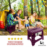 Awesome Folding Step Stool - 11" - Super Strong Sturdy Enough to Hold 300 Lb - Lightweight Foldable Step Stool for Adults and Kids - Opens with one Flip - Great for Kitchen, Bathroom and Bedroom | Burgundy