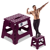 Awesome Folding Step Stool - 11" - Super Strong Sturdy Enough to Hold 300 Lb - Lightweight Foldable Step Stool for Adults and Kids - Opens with one Flip - Great for Kitchen, Bathroom and Bedroom | Burgundy