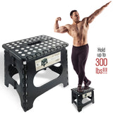 Awesome Folding Step Stool - 11" - Super Strong Sturdy Enough to Hold 300 Lb - Lightweight Foldable Step Stool for Adults and Kids - Opens with one Flip - Great for Kitchen, Bathroom and Bedroom | Black
