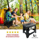 Awesome Folding Step Stool - 11" - Super Strong Sturdy Enough to Hold 300 Lb - Lightweight Foldable Step Stool for Adults and Kids - Opens with one Flip - Great for Kitchen, Bathroom and Bedroom | Black