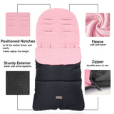 CrocnFrog Baby Stroller Bunting Blanket | Toddler Universal Footmuff Sleeping Bag with Adjustable Side Zips | Pink