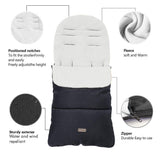 CrocnFrog Baby Stroller Bunting Blanket | Toddler Universal Footmuff Sleeping Bag with Adjustable Side Zips | Light Grey
