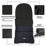 CrocnFrog Baby Stroller Bunting Blanket | Toddler Universal Footmuff Sleeping Bag with Adjustable Side Zips | Black