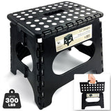 Awesome Folding Step Stool - 11" - Super Strong Sturdy Enough to Hold 300 Lb - Lightweight Foldable Step Stool for Adults and Kids - Opens with one Flip - Great for Kitchen, Bathroom and Bedroom | Black
