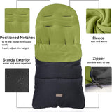 CrocnFrog Baby Stroller Bunting Blanket | Toddler Universal Footmuff Sleeping Bag with Adjustable Side Zips | Green