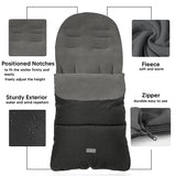 CrocnFrog Baby Stroller Bunting Blanket | Toddler Universal Footmuff Sleeping Bag with Adjustable Side Zips | Dark Grey