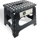 Folding Step Stool Pack of 2 - Contain 11" Black and 9" Black Height - Holds up to 300 Lb - The Lightweight Foldable Step Stool is Sturdy Enough to Support Adults
